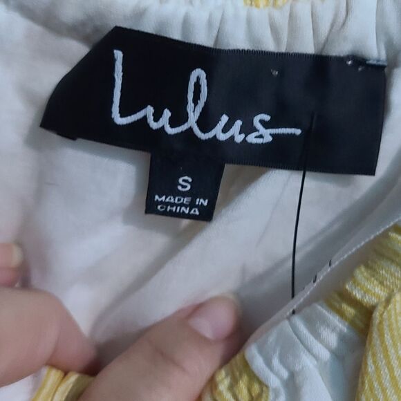 Lulu's Yellow Stripe Off The Shoulder Dress - Picture 6 of 8